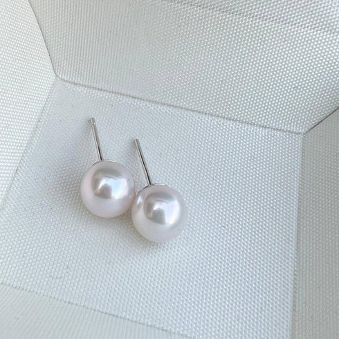 8-8.5mm Akoya Pearl Stud Earrings Sterling Silver - House Of Pearls